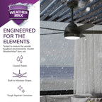 Hunter 52 Skyflow Outdoor Ceiling Fan w/ LED Light Kit, Wall Control - Coastal Modern Contemporary - WeatherMax - WET-RATED!