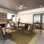 Hunter 52 Skyflow Outdoor Ceiling Fan w/ LED Light Kit, Wall Control - Coastal Modern Contemporary - WeatherMax - WET-RATED!