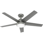 Hunter 52 Skyflow Outdoor Ceiling Fan w/ LED Light Kit, Wall Control - Coastal Modern Contemporary - WeatherMax - WET-RATED!