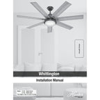 Hunter WiFi Whittington Ceiling Fan with LED Light, Handheld Remote - Windmill - Industrial, Farmhouse, Rustic - SMART FAN!