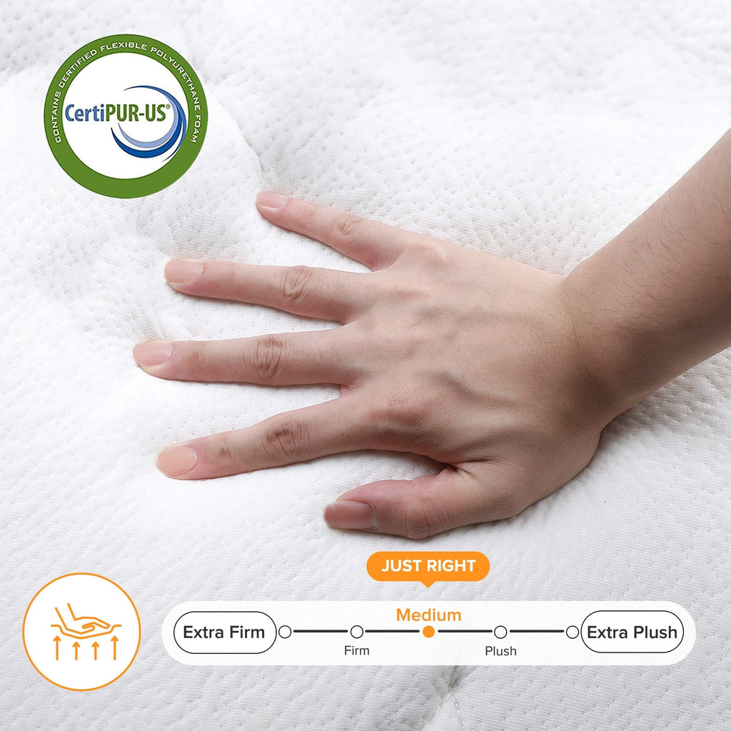 SweDrea 10in. Medium Firm Pillow Top Innerspring Mattress for Back Pain Relief and Cooling with CertiPUR-US, SGS and OEKO-TEX