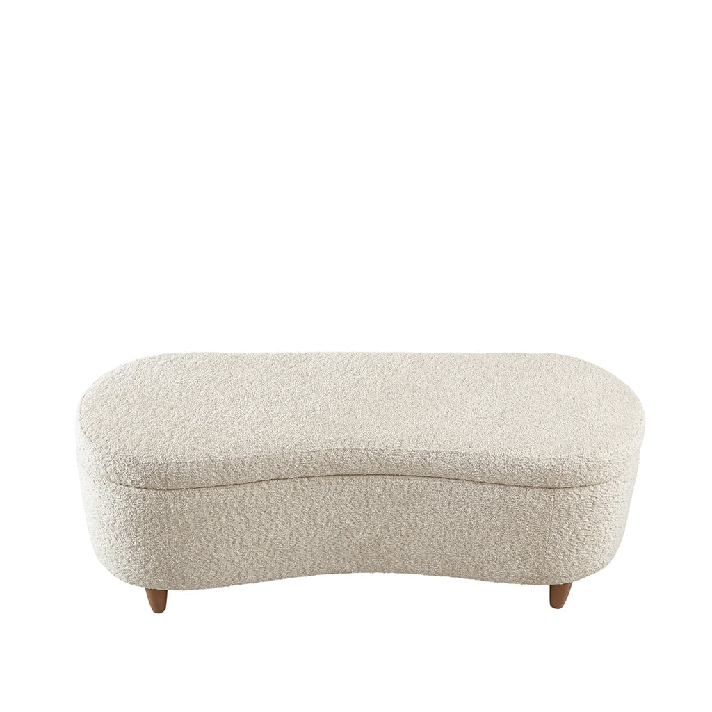 INK IVY Bailey Boucle-Style Curved Storage Accent Bench
