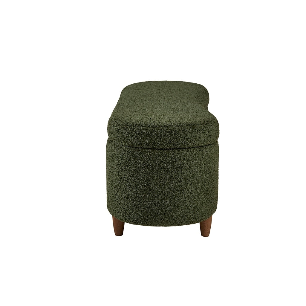 INK IVY Bailey Boucle-Style Curved Storage Accent Bench
