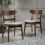 Abrielle Mid-Century Modern Upholstered Rubberwood Dining Chair (Set of 2) by Christopher Knight Home