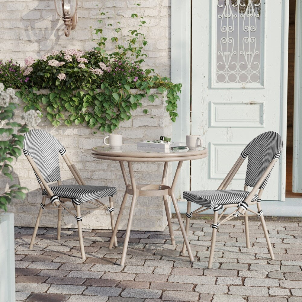 Indoor/Outdoor Commercial Bistro Set with Table and Two Chairs