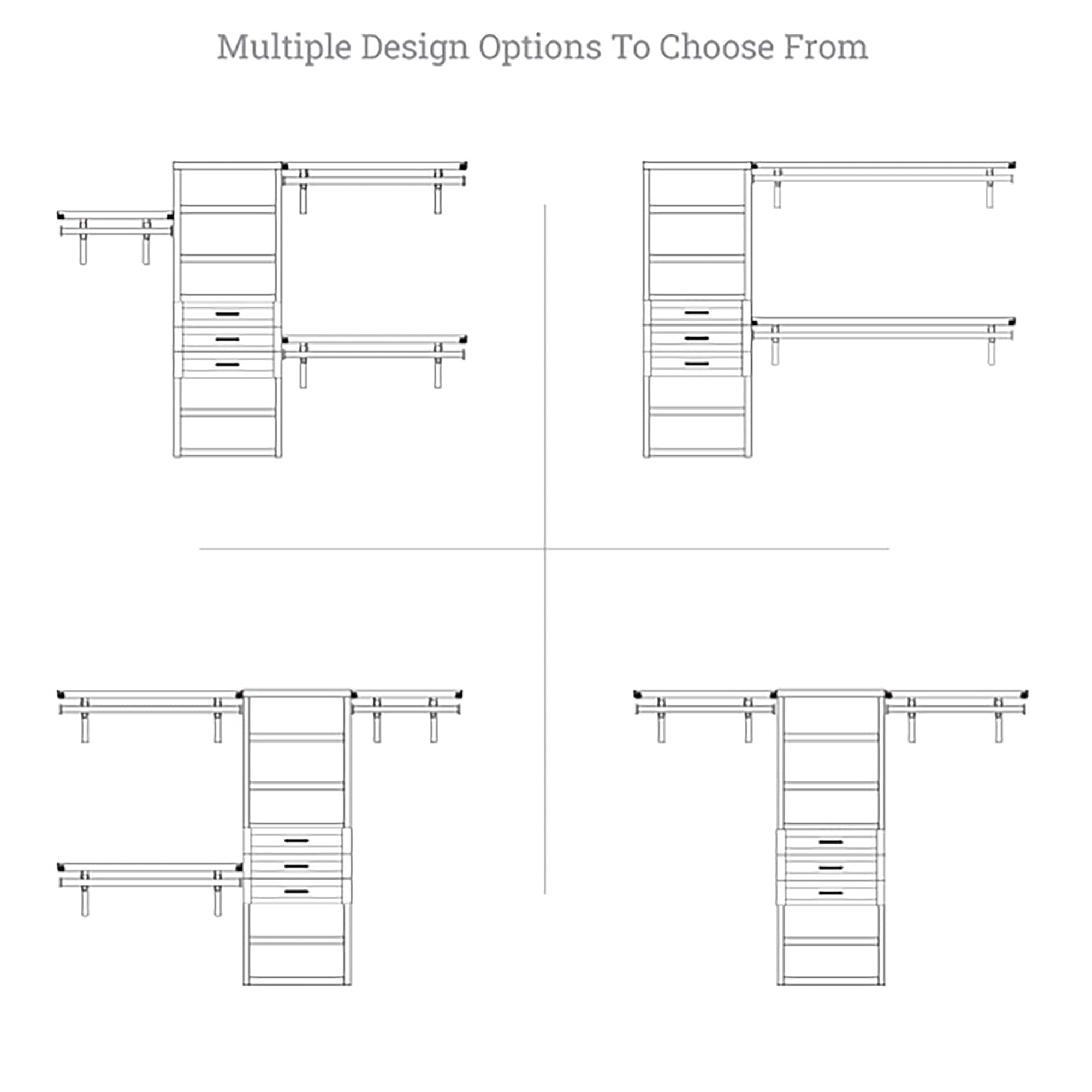 John Louis Home Solid Wood Reach-In Closet system with 3-Drawers White