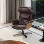 Jovan 31.5 Curved Wood Genuine Leather Recliner Lounge Chair