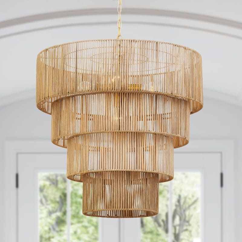 KAWOTI Width 26 5-Light 4-Tiered Bohemian Pendant Light