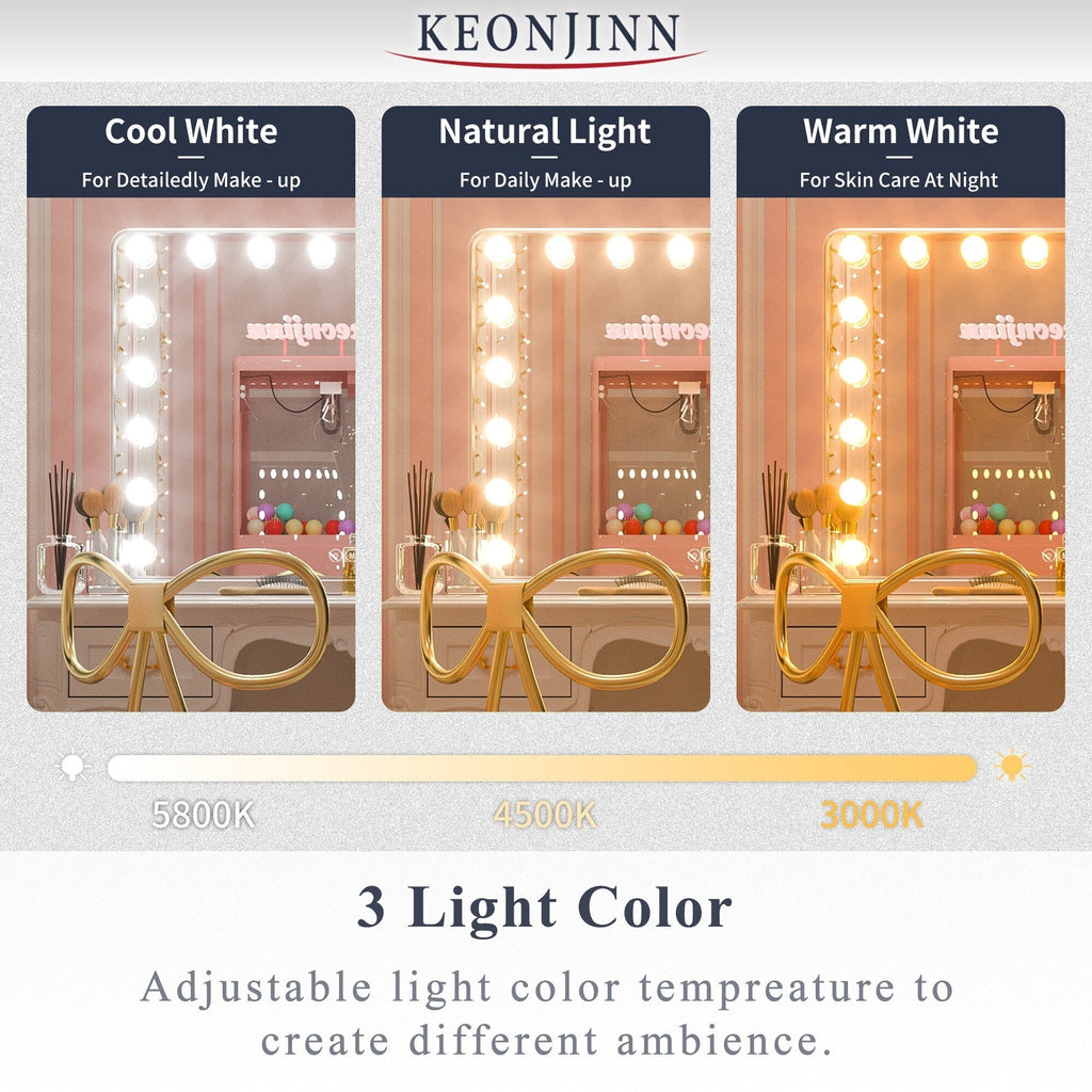Keonjinn LED Makeup Hollywood Vanity Mirror with 15/18 LED Lights