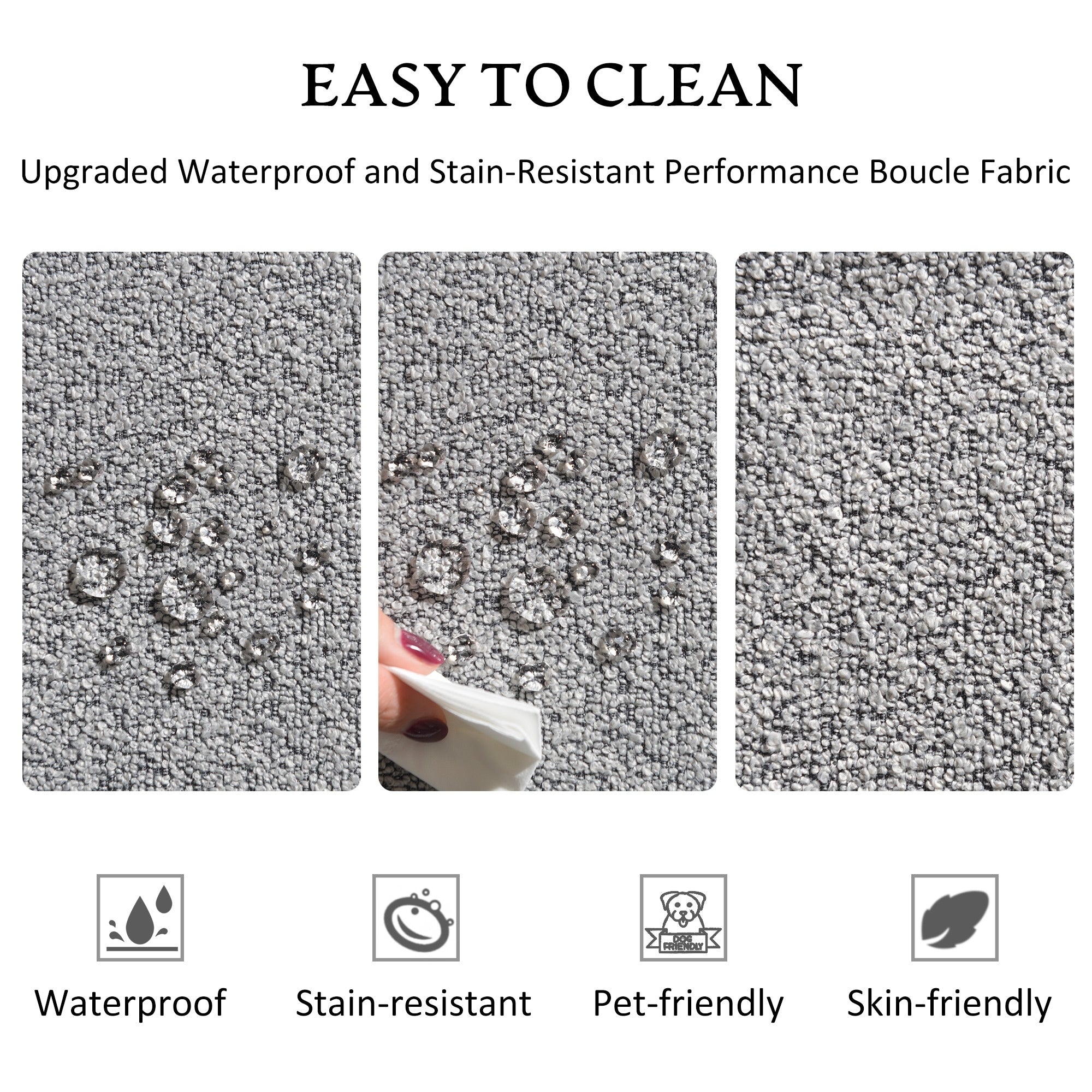 KINWELL Boucle Upholstered 2-Seats Loveseat with Pillows