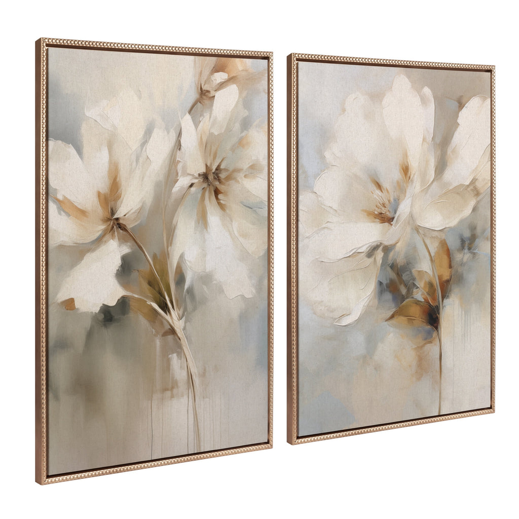 Kate and Laurel Sylvie Beaded Abstract Botanical Canvas