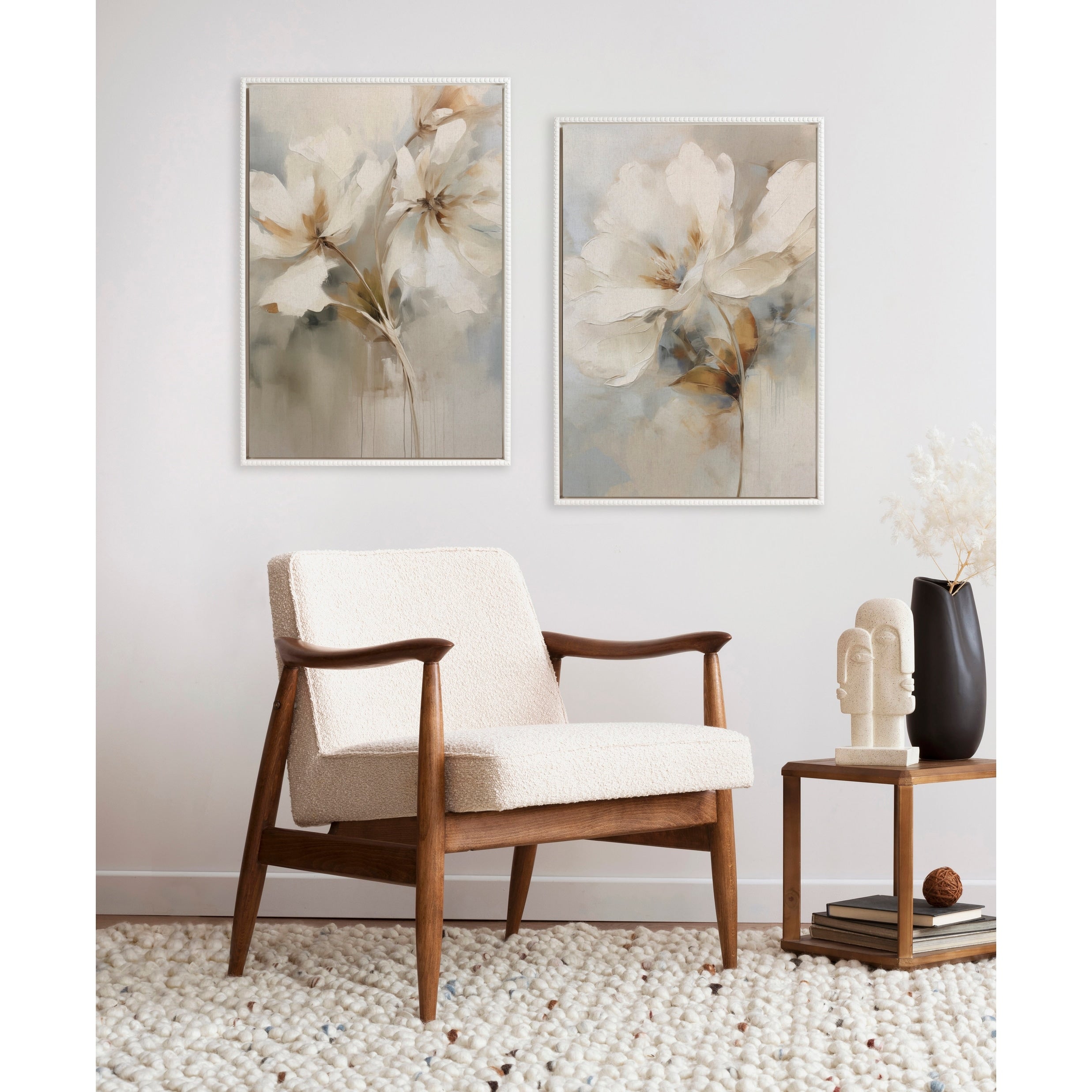 Kate and Laurel Sylvie Beaded Abstract Botanical Canvas