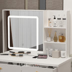 Kerrogee Makeup Vanity Set with Adjustable Lighted Mirror & Stool - 39.4L x 19.7W x 53.5H