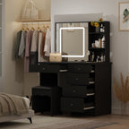 Kerrogee Makeup Vanity Set with Adjustable Lighted Mirror & Stool - 39.4L x 19.7W x 53.5H