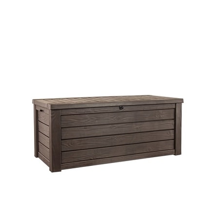 Keter Westwood 150 Gallon Large Durable Resin Outdoor Storage Deck Box For Furniture and Supplies, Brown