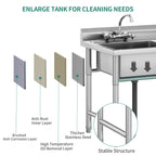 Kitchen Sink Stainless Steel Compartment Bowl Freestanding Commercial Sink