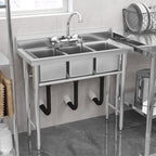 Kitchen Sink Stainless Steel Compartment Bowl Freestanding Commercial Sink