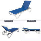 Kozyard Alan Full Flat Aluminum and Polypropylene Resin Legs Patio Reclining Adjustable Chaise Lounge