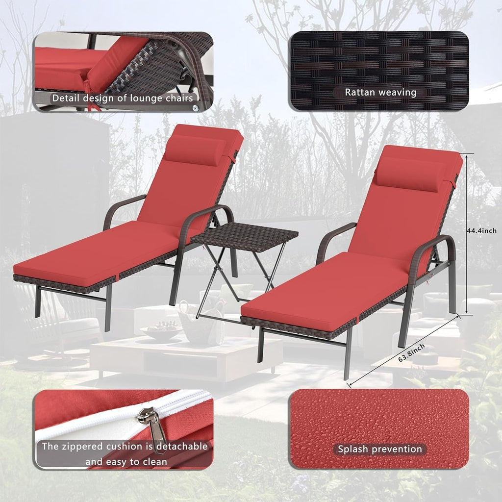 Kullavik 3-PiecesOutdoor Chaise Lounge Set