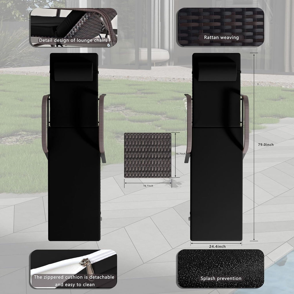 Kullavik 3-PiecesOutdoor Chaise Lounge Set