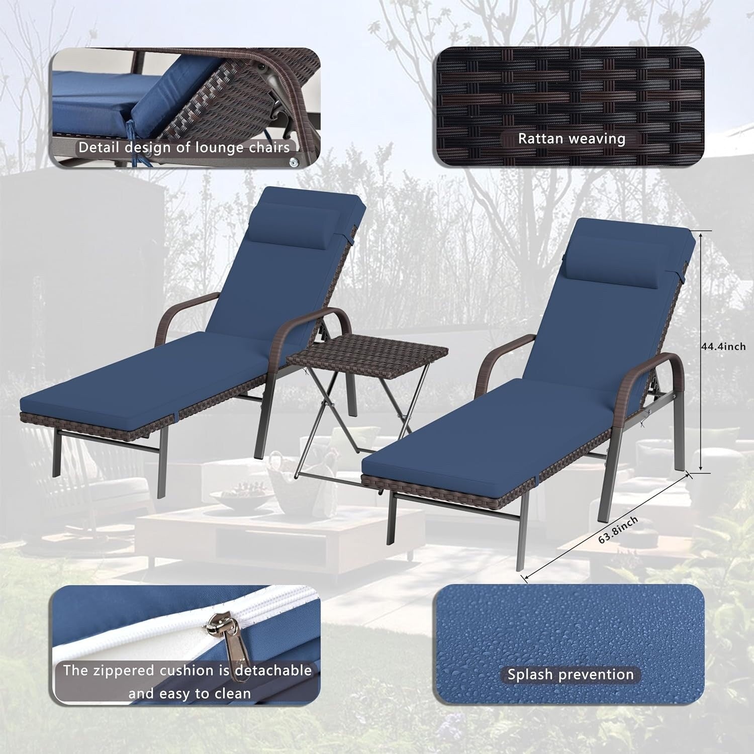 Kullavik 3-PiecesOutdoor Chaise Lounge Set