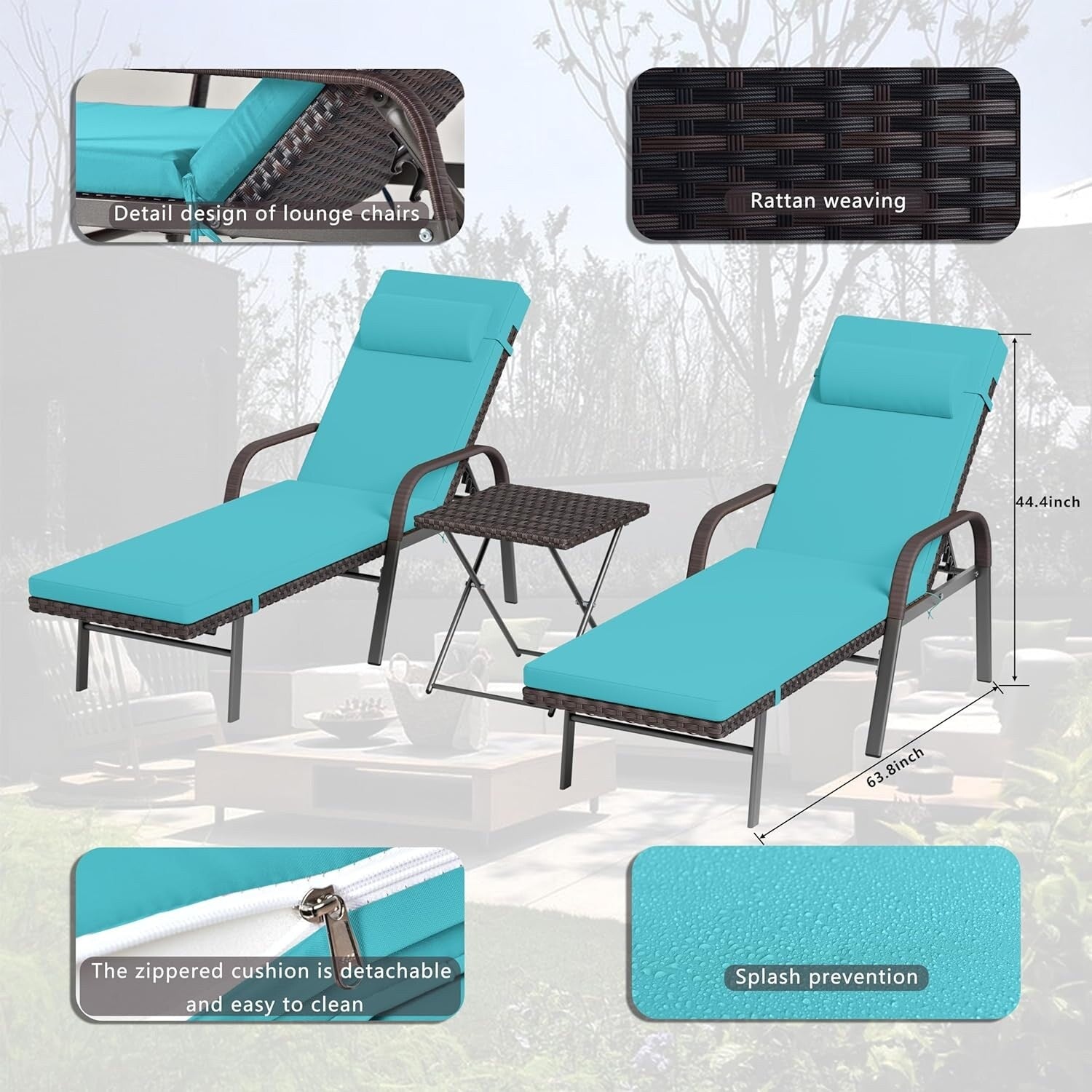 Kullavik 3-PiecesOutdoor Chaise Lounge Set