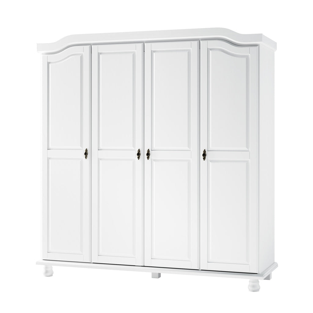 Palace Imports 100% Solid Wood Kyle 4-Door Wardrobe Armoire with Solid Wood or Mirrored Doors