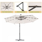 LIVOOSUN 10ft LED Patio Offset Umbrella With Cross Base