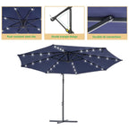 LIVOOSUN 10ft LED Patio Offset Umbrella With Cross Base