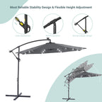 LIVOOSUN 10ft LED Patio Offset Umbrella With Cross Base