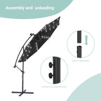 LIVOOSUN 10ft LED Patio Offset Umbrella With Cross Base