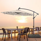 LIVOOSUN 10ft LED Patio Offset Umbrella With Cross Base