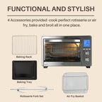LNC 12-In-1 Large 34QT Countertop Toaster Oven Convection Rotisserie Air Fryer - 19.5 L x 15 W x 12.5 H