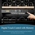 Lanbo 20-Inch 64 Bottle Dual Zone Freestanding Wine Cooler, Stainless Steel Trimmed Glass Door With Two Safety Lock