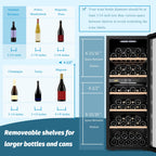 Lanbo 20-Inch 64 Bottle Dual Zone Freestanding Wine Cooler, Stainless Steel Trimmed Glass Door With Two Safety Lock