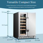 Lanbo 24 Inch Dual Zone 18 Bottle Wine and 55 Can Beverage Cooler, Stainless Steel and Glass with French Door