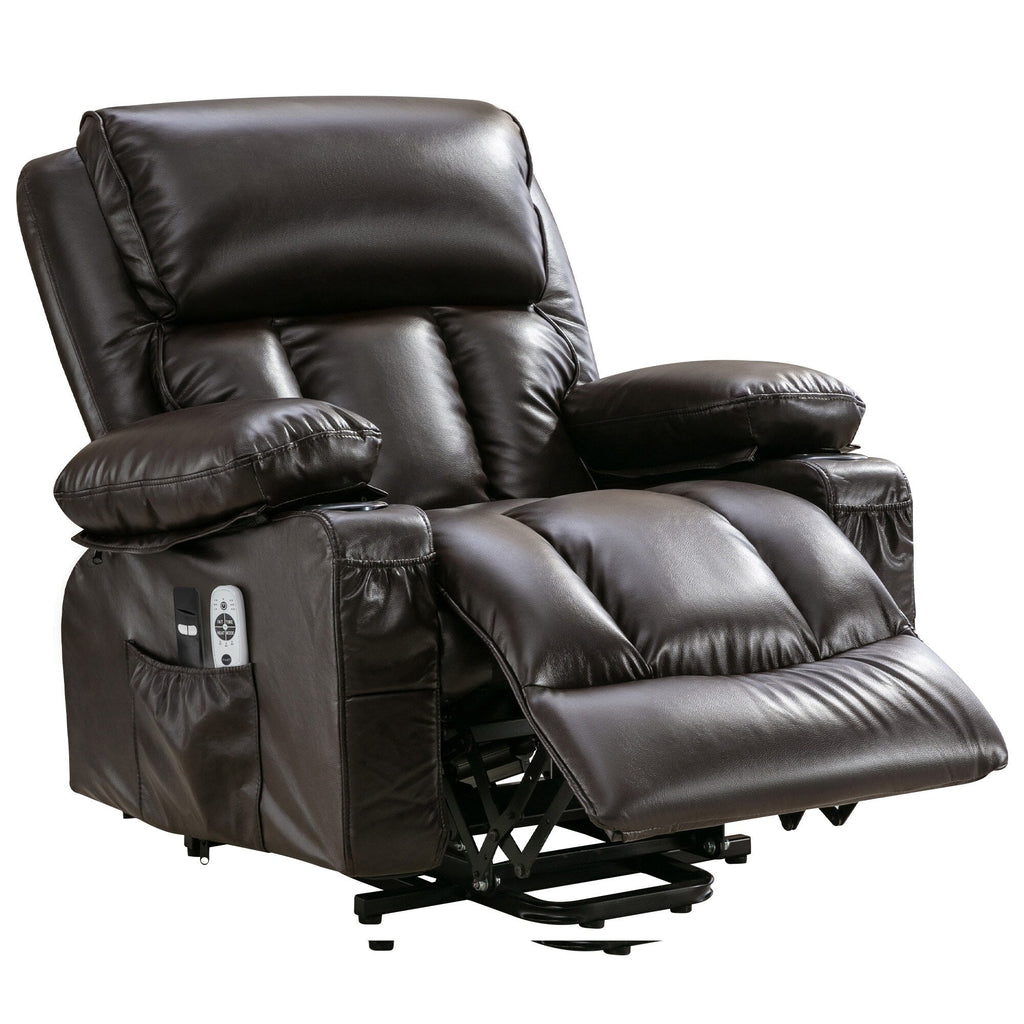 Large Power Lift Recliner Chair with Heat and 8-Point Massage - Remote Control, USB Port