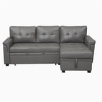 Convertible Reversible Sectional Sofa with Pull-Out Sleeper Bed, Hidden Storage Chaise, and Durable Legs