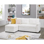 Convertible Reversible Sectional Sofa with Pull-Out Sleeper Bed, Hidden Storage Chaise, and Durable Legs