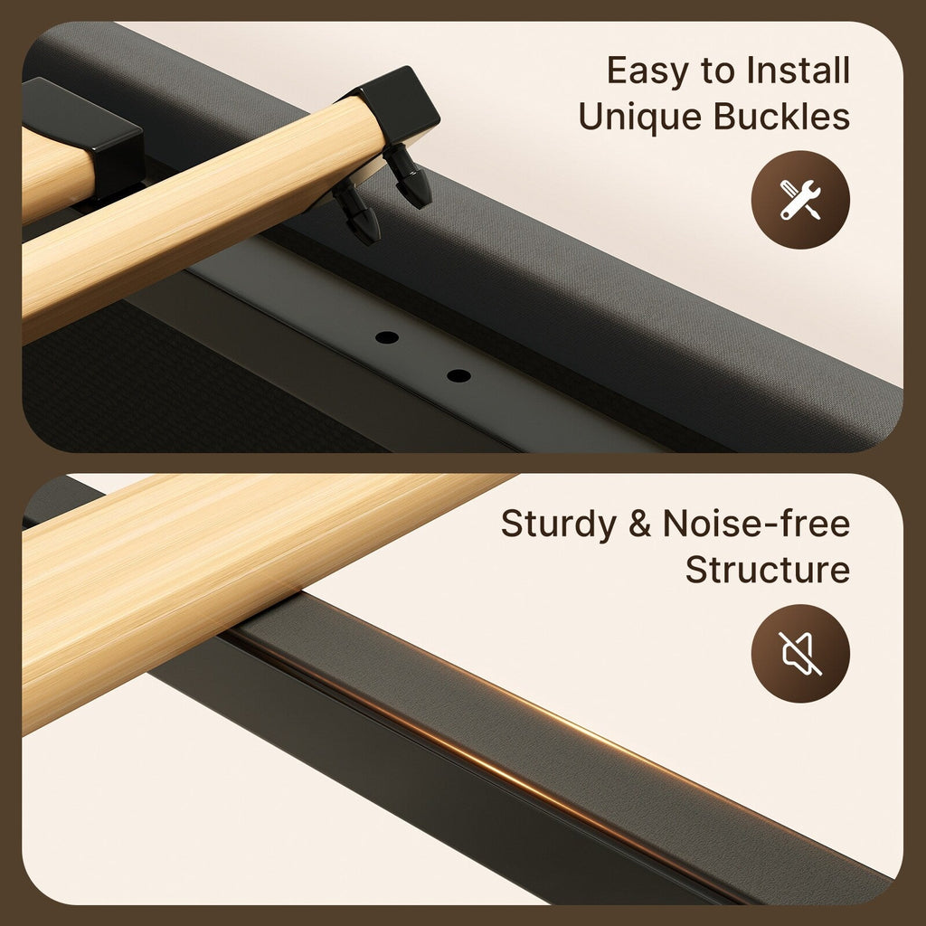 Lift Up Storage Bed Frame, Upholstered Platform Bed Frame with Hydraulic Storage System and Headboard
