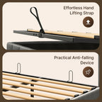 Lift Up Storage Bed Frame, Upholstered Platform Bed Frame with Hydraulic Storage System and Headboard