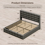 Lift Up Storage Bed Frame, Upholstered Platform Bed Frame with Hydraulic Storage System and Headboard