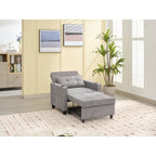 Light Grey 68.12 Tech Clothr 3-in-1 Single Convertible Pull Out Sofa with USB Ports and Wear-resistantfor Living Room