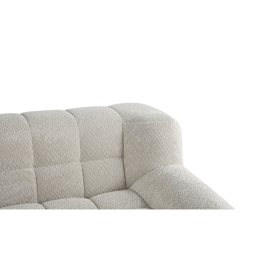 Liyasi 2 Seater Full Compression Sofa Beige Lychee Velvet No Assembly Required