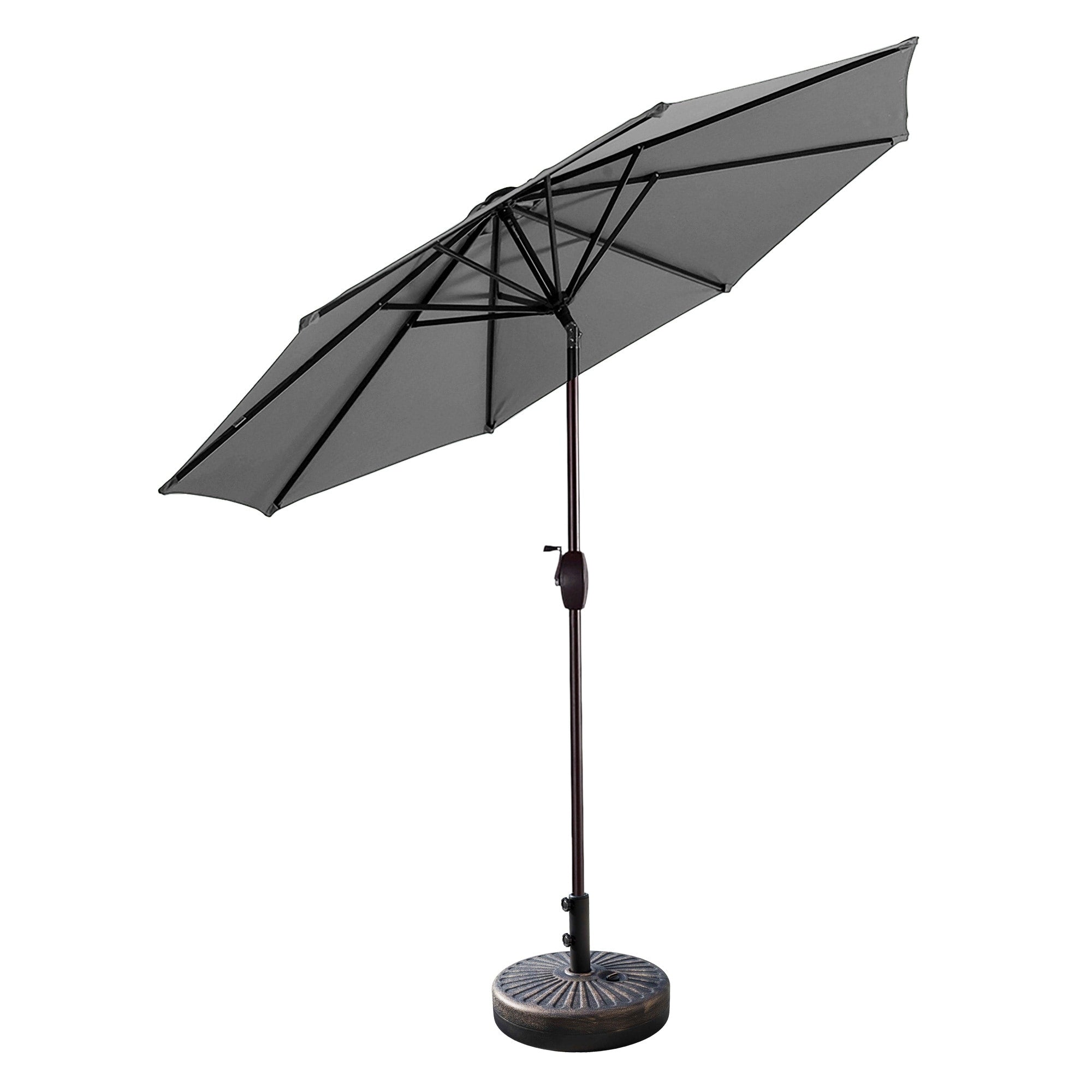 Lopes 9-foot Patio Umbrella with Bronze Finish Base Weight Stand Included