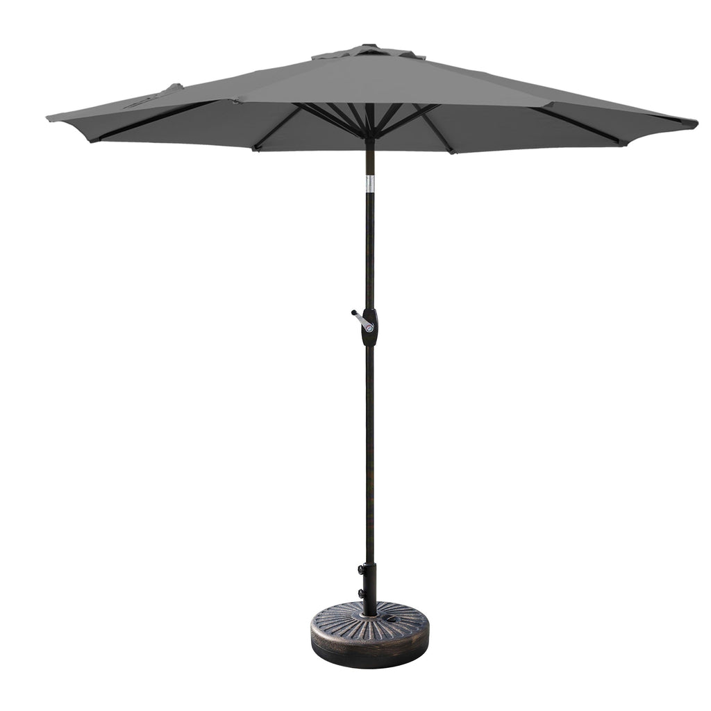 Lopes 9-foot Patio Umbrella with Bronze Finish Base Weight Stand Included