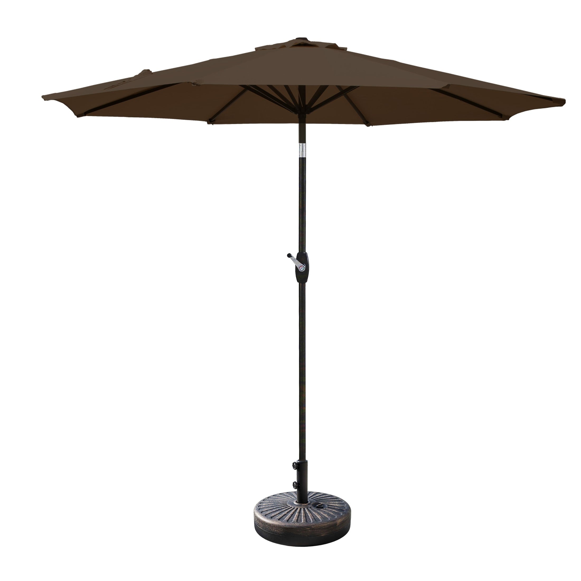 Lopes 9-foot Patio Umbrella with Bronze Finish Base Weight Stand Included