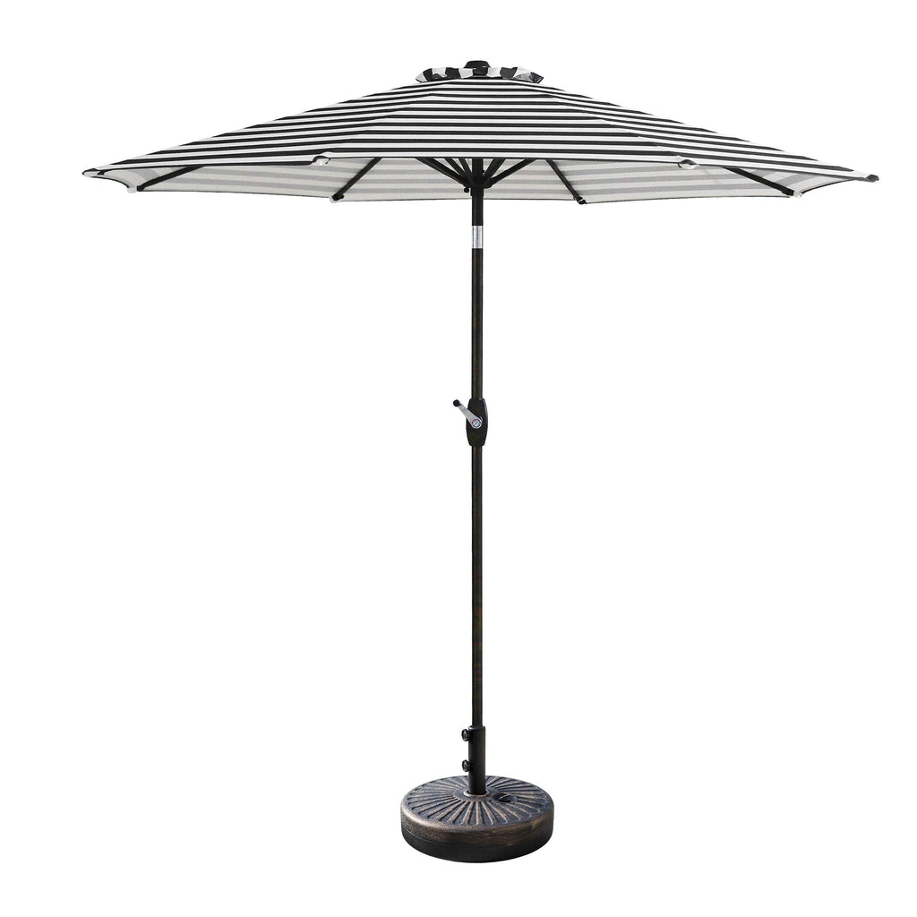 Lopes 9-foot Patio Umbrella with Bronze Finish Base Weight Stand Included