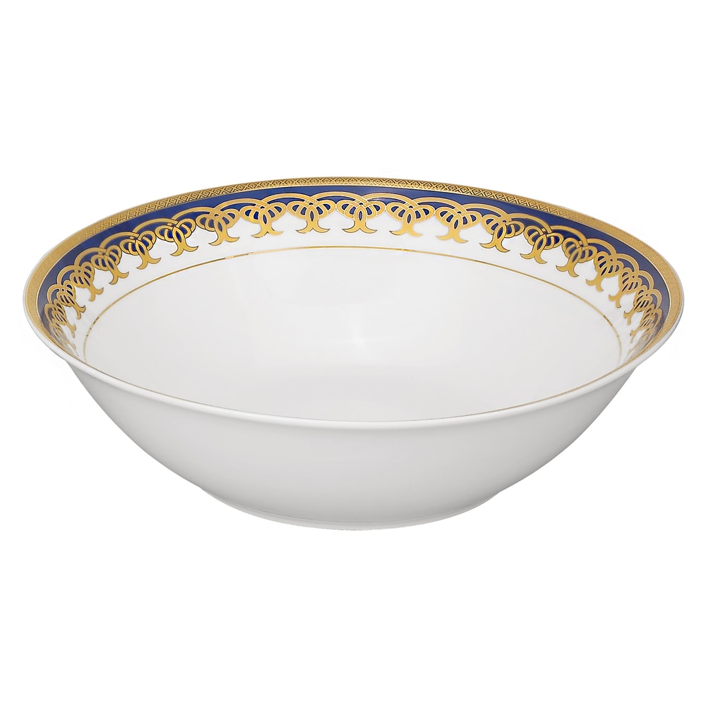 Lorren Home Trends Gold and Blue Accent 57-piece Porcelain Dinnerware Set