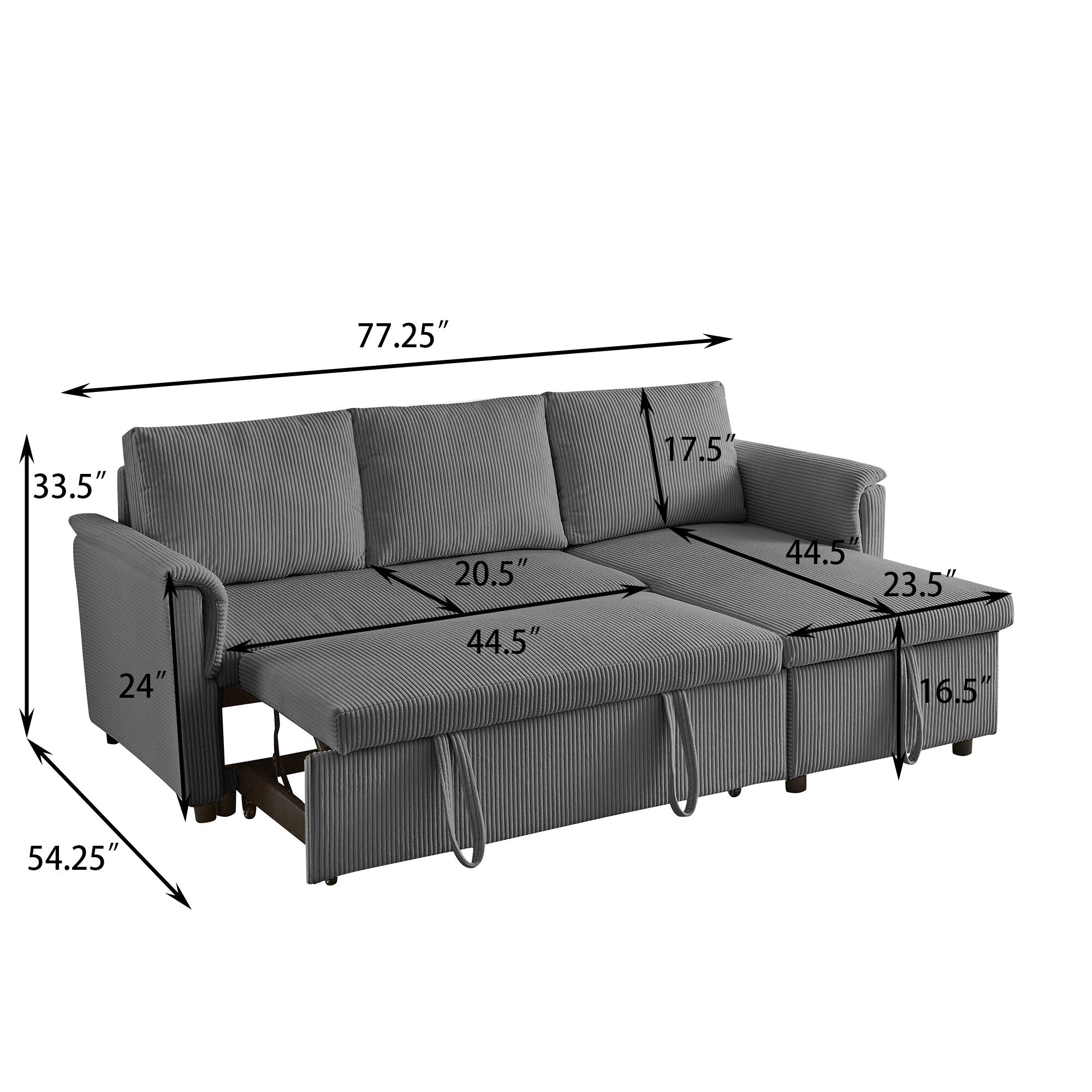 Loveseat Sofa with Chaise Lounge L-Shaped Modular Convertible Sofa with Storage Chaise